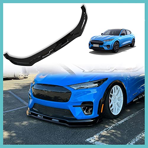 BestEvMod for Mustang Mach-E Front Lip Splitter ABS Front Bumper Lip Spoiler Side Body Kit Trim Compatible with Mustang mach e Exterior Accessories 2021 2022 2023 2024 2025 (V2 GT Glossy Black)