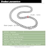 Dankadi Fashion 925 Sterling Silver Solid Miami Cuban Link Chain Necklace 8MM &12MM- Curb Cuban Thick Big Link Choker For Men 20 "22" 24 "26" 28" Fine Jewelry (22 inch, 12MM)