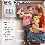 Bulk Water Bottles Set of 8 – 10oz Multicolor Water Bottles for Kids and Adults – Leak Proof Water Bottles with Carry Strap – Square Reusable Water Bottles for Juice, Drinks – BPA-Free Dishwasher-Safe