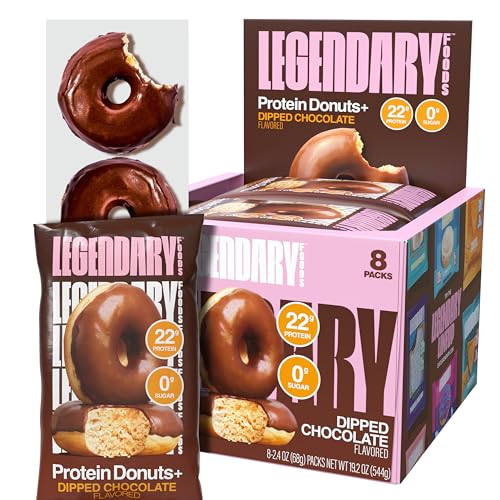 Legendary Foods 22g Dipped Chocolate Protein Donut – 8 Pack (2 Donuts per Pack) – High Protein, Zero Sugar, Gluten Free, Low Carb, Keto Friendly Snack – Healthy Donuts for GLP-1, Diabetic & Bariatric Diets
