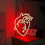 Human Heart Neon Sign USB Powered Neon Light Sign for Wall Decor, Neon Sign for Bedroom Dimmable Neon LED Sign, Neon Wall Light for Party Decoration Neon Heart Sign