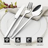 40 Piece Silverware Set, KINGSTONE Flatware Set for 8, 18/10 Stainless Steel Cutlery Set Mirror Polished Modern Design Dishwasher Safe