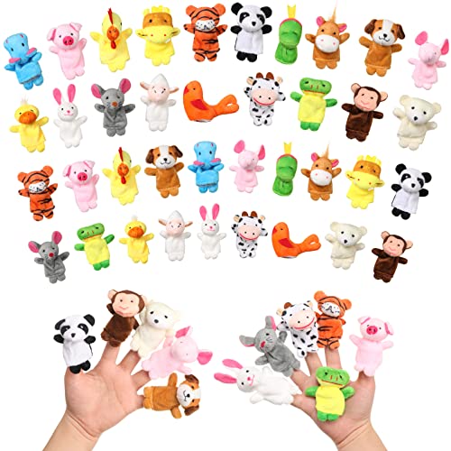 60 Pcs Finger Puppets Set - 19 Different Stuffed Animal Finger Puppets Bulk Easter Egg Hunt Filler for Storytelling, Role Playing, Teaching, and Easter Gifts