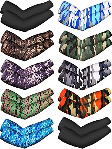 Boao 10 Pairs Cooling Arm Sleeves UV Protection Cover Sleeves Unisex Ice Silk Arm Sleeves for Running Cycling Driving Outdoor Sports