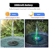 ALUKIKI Solar Powered Fountain 4W Bird Bath Fountains Pump Upgraded Glass Panel Fountains with Color LED Lights 7 Nozzles & 4 Fixers for Garden Small Pond Outdoor Swimming Pool Fish Tank