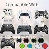 CTHTBZ 24PCS Non-Slip Silicone Analog Joystick Thumb Stick Grip Caps for PS2, PS3, PS4, PS5, Xbox One, Xbox Series X/S, Xbox 360, Switch Pro Controller (Black&White)