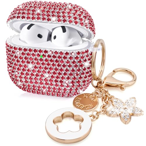 VISOOM Cute Jewelry Case for Airpods 4 Cases 2024 Cover Women, Sparkly Air pods 4 Gen Case Hard TPU Airpod Case 4th Generation Glitter iPods 4 Case with Bling Keychain for iPods Earbuds Airpods 4th