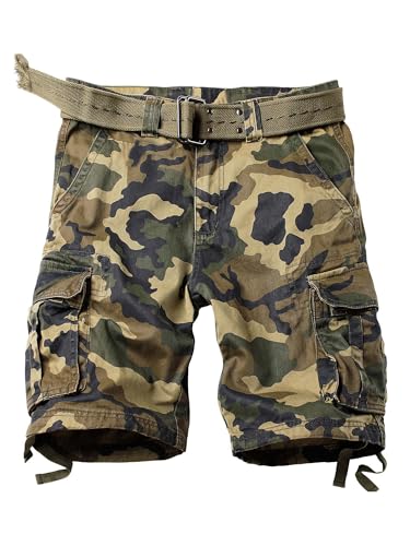 AKHIKING Camo Cargo Shorts for Men Cotton Casual Wild Outdoor Work Relaxed Fit Shorts with Multi-Pocket M Camo 34