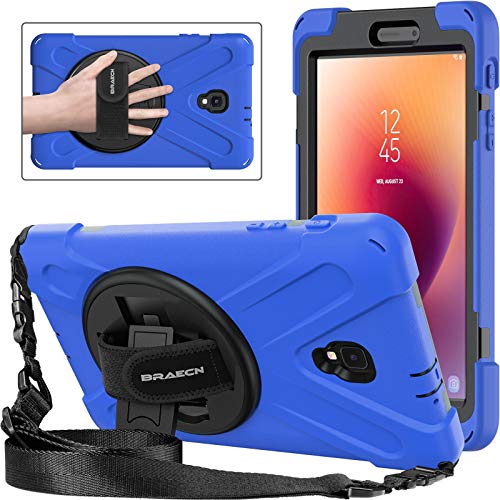 BRAECNstock for Samsung Galaxy Tab A 8.0 2017 Case (SM-T380/T385) Heavy Duty Shockproof Protective Case with Rotating Hand Strap Kickstand Shoulder Strap Galaxy Tab A SM-T380 Tablet Case Kids - Blue