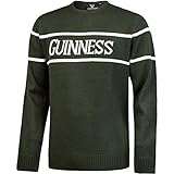 Official Guinness Men's Knit Jumper With White Guinness Text, Bottle Green, Large