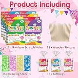 FEREDO KIDS Party Favors for Kids: 16 Pack Rainbow Scratch Art Notebook Classroom School Supplies Bulk for Girls Boys Goodie Bags Stuffers, Return Gifts for Birthday Party Valentines Gift Kid Crafts