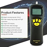 Handheld Contact Tachometer, Contact LCD Digital Tachometer, Measuring Range: 0.5-19999 RPM, Used in Motor, Electric Fan, Automobile, Plastic, Paper and Other Manufacturing Industries