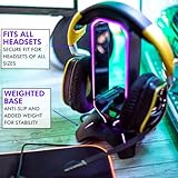 Tilted Nation RGB Headset Stand and Gaming Headphone Stand for Desk Display with Mouse Bungee Cord Holder with USB 3.0 Hub for Xbox, PS5, PC - Perfect Gaming Accessories Gift