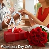 Iefil I Love You Gifts for Her with Rose Box, 925 Sterling Silver Rose Heart Initial J Letter Pendant Necklace for Women Anniversary Jewelry Gifts for Her Girlfriend Wife