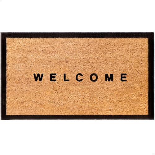 THEODORE MAGNUS Door Mat – Coir Doormat for Outdoor Entrance, Durable Welcome Mat with Non-Slip Backing, Perfect for Front Door and Entryway - Outdoor/Indoor - Welcome w/Border