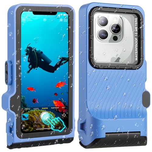 2025 Upgrade Universal Underwater Waterproof Diving Snorkeling Phone Case for iPhone 16/15/14/13/12/11 Pro/Pro Max/XS/X Samsung Galaxy S24/S23/S22/S21 Scuba Underwater Touchscreen Photo Video Housing