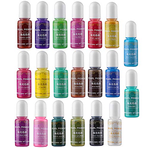 20 Metallic Epoxy Resin Color Pigment Liquid Pearl Epoxy UV Resin Dye Colorant, 0.35oz Each