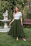 Women's Maxi Skirt with Pockets Flowy Long Boho Renaissance Skirts Army Green L