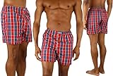 ToBeInStyle Men's Men's Pack of 3 Button Fly Loose Fit Tartan Plaid Boxer Shorts - Assorted - 3XL