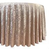 YOUR CHAIR COVERS - 132 Inch Round Crushed Velvet Tablecloth for 6 ft. Round Tables - Champagne