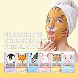 Epielle Animal Character Sheet Masks | Korean Beauty Masks for All Skin Types | Pack of 6 | Kids Face Mask, Birthday Party Gift, Girls' Night, Spa Day, Spa Night | Korean Skincare