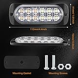 Leelosp 14 Pack 12 LED Strobe Lights for Tow Trucks Vehicles Surface Mount Emergency Lamps Flashing Amber and White 12-24V Grille Head Safety Warning Lights Hazard Beacon for Car Accessories