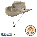 Mesh Crown Safari Men's Sun Hat, 3" Brim, Adjustable Chin Cord, UPF (SPF) 50+ Sunhat Protection (Khaki, Large)