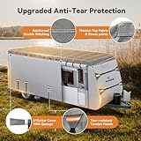 Upgrade 7 Layers RV Cover 14-16 FT, Somokg Heavy Duty Travel Trailer RV Cover, Utility Trailer Cover for Snowproof, Rip-Stop Camper Cover with 4+2 Windproof Straps & Abundant Kit