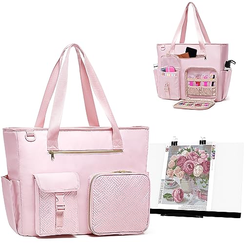 Fasrom Diamond Painting Carrying Case for A3 Light Pad, Diamond Painting Storage Bag with Padded Sleeve to Hold A3 LED Light Box and Diamond Art Supplies, Pink (Empty Bag Only)