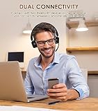 (Upgraded Version) Wireless Headset, Bluetooth Headset with Noise Cancelling Microphone, Best Headset with Mic Mute & USB Dongle for PC/Computer/Laptop/Cell Phones/Remote Work/Call Center