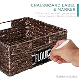 Best Choice Products Set of 4 13x12in Water Hyacinth Pantry Baskets, Woven Kitchen Organizers w/Chalkboard Label, Chalk Marker - Brown