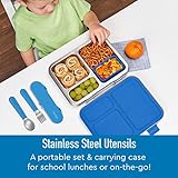 Bentgo® Kids Stainless Steel Utensil Set - Reusable Fork, Spoon & Storage Case - High-Grade BPA-Free Stainless Steel, Easy-Grip Handles, Dishwasher Safe for School Lunch, Travel & Outdoors (Blue)