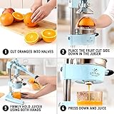 Zulay Kitchen Cast-Iron Orange Juice Squeezer - Heavy-Duty, Easy-to-Clean, Professional Citrus Juicer - Durable Stainless Steel Lemon Squeezer - Sturdy Manual Citrus Press & Orange Squeezer (Blue)