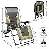 EVER ADVANCED Oversize XL Zero Gravity Recliner Padded Patio Lounger Chair with Adjustable Headrest Support 350lbs (Olive Green)