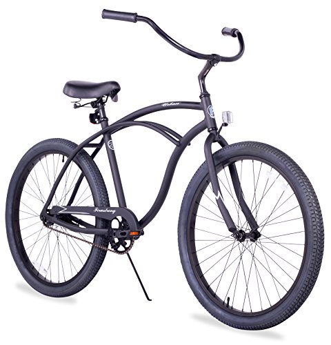 Firmstrong Urban Man Beach Cruiser Bike, Men's Single Speed Hybrid Bicycle, 26 Inch Wheels, Aluminum, Matte Black