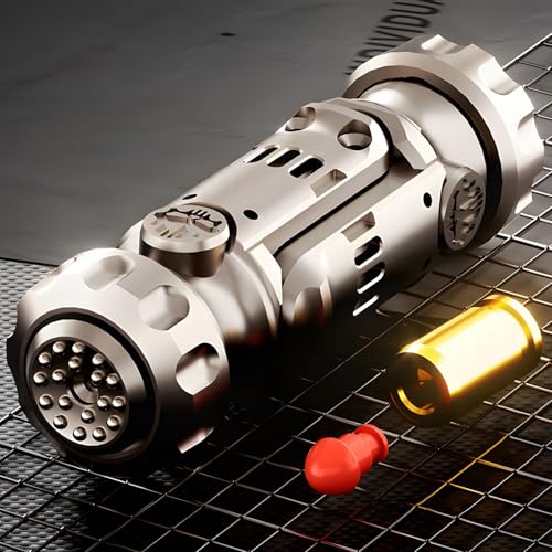 Metal Tungsten Steel Fidget Toy Gun Fidget Slider Fidget Gun Stress Relief Relax EDC Gyro Finger Toy Fidget Ring Fingertip Textured Spinner (Brown)