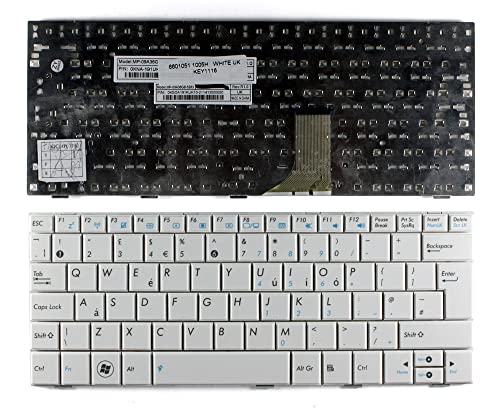 Power4Laptops UK Layout White Replacement Laptop Keyboard Compatible with Asus Eee PC 1005HA-EU1X-BK