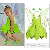 Leunsyoukin Princess Fairy Costume for Girls,Green Dress with Wings Accessories,Baby Toddler Girls' Halloween Costume Outfit