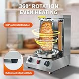 Generic Shwarma Grill Machine Gas Doner Kebab Machine Shawarma Cooker Propane Turkish Gyro Meat Rotisserie with 2 Burner and Meat Catch Pan, Silver