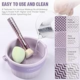 Makeup Brush Cleaner Mat 3 in 1 Silicone Makeup Brush Cleaner Bowl Cosmetic Brushes Cleaning Tool Organizer for Storage and Air Drying (Pink)