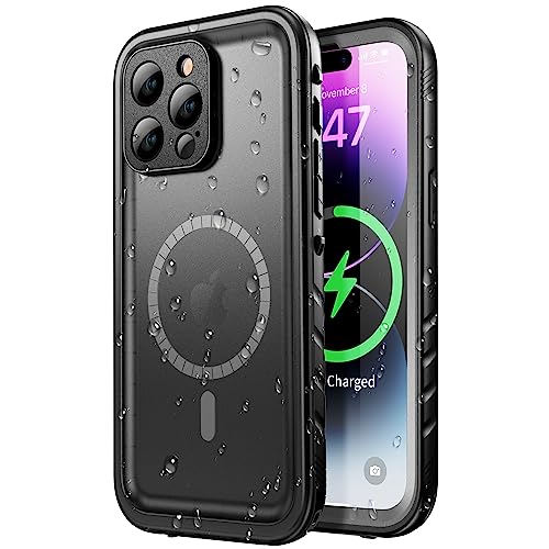 SPORTLINK for iPhone 14 Pro Max Case Waterproof - Buit in Screen Protector [Compatible with MagSafe][IP68 Underwater][6.6FT Military Dropproof][Dustproof] Full Body Shockproof 6.7" Black