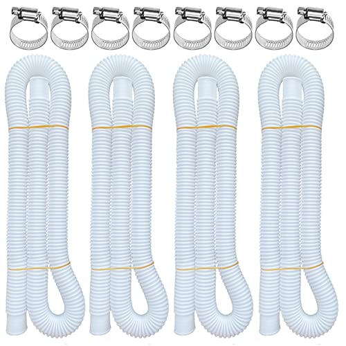 Pool Hoses for Above Ground Pools, 4 Pack 1.25 x 59 Inch Pool Filter Pump Hoses, Compatible with Intex Pool Filter Pump 607, 637 With 8 Metal Clamps(4)