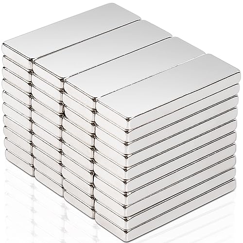 MAGXCENE 40 pcs Strong Rare Earth Magnets Bar, 30x10x3 mm, Rectangular Neodymium Magnets Heavy Duty for Crafts Refrigerator Kitchen Cruise Tool Storage Industrial
