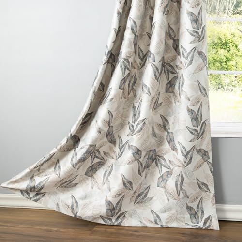 Leeva Brown Leaves Window Treatments for Bedroom, Grommet Top Modern Lighting Filtering Room Darkening Curtain Drapes for Office Nursery, 52 x 63, 2 Panels