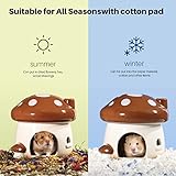 BUCATSTATE Hamster Hideout Ceramic, Mushroom Shape Hamster House and Habitats Cool Bed Ideal for All Season Dwarf Hamster Gerbil Mice Golden Bear (Brown-Large)