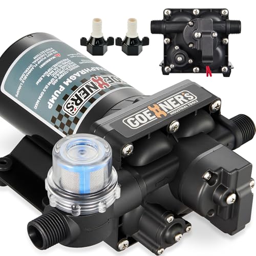 [Upgraded Version] RV Fresh Water Pump with Upgraded Pressure Switch, 12V DC Water Pump, 6GPM 70PSI Self-Priming Diaphragm Water Pump with Strainer for RV, Marine, Yacht, Caravan