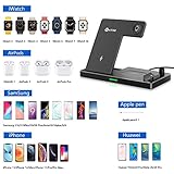 WAITIEE Wireless Charger 5 in 1,Wireless Charging Station for iWatch SE/7/6/5/4/3/2,AirPods Pro/3/2/1,Pencil,Fast Charger Dock for iPhone 13/13Pro/13Pro Max/12/12Pro/11/11 Pro Max/XR/XS Max/Xs(Black)