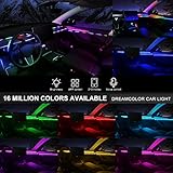 Dreamcolor Acrylic Interior Car LED Strip Light with Wireless APP, RGB 18 in 1 with 175 inches 593 LEDs Fiber Optic Ambient Lighting Kits, 16 Million Colors Sound Active Function Car Neon Lights