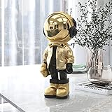 Dosker Astronaut Statues Spaceman Sculpture Polyresin Arts Gifts Gold Figurine Ornament Room Decor for Men,Home and Crafts Desktop Accessories Tabletop Decoration, Living Room, Office, Bookshelf