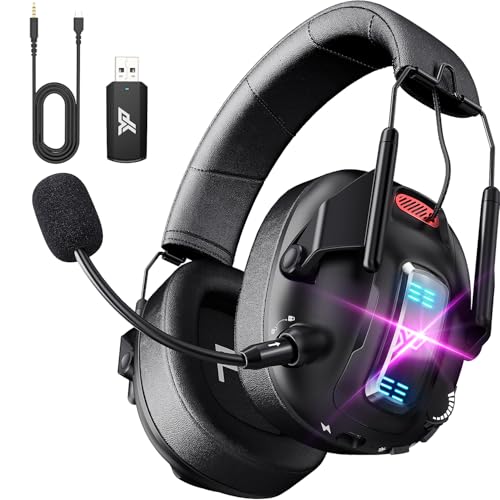 YPBDAN Wireless Gaming Headset for PS5, PS4, PC, USB Over Ear Gaming Headphones with Noise Canceling Mic, Bluetooth 5.3, 100H Battery, Low Latency, Foldable Headset for Switch, Mac, Laptop